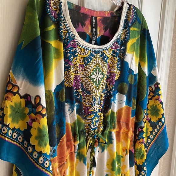 NWT AMERICAN LEISURE COLORFUL FLORAL PRINT CAFTAN ONE SIZE - Picture 4 of 9